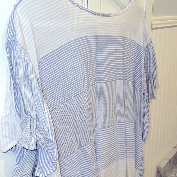 VGUC LOFT blue and white stripe blouse - Picture 3 of 9
